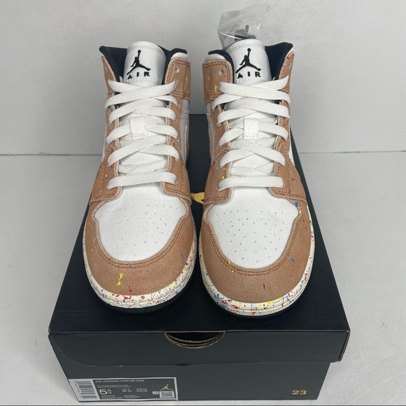 Nike Air Jordan 1 Retro Mid GS SE “Brushstrokes” NEW 2021 - Picture 2 of 4